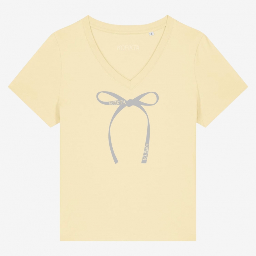 V NECK RIBBON TSHIRT