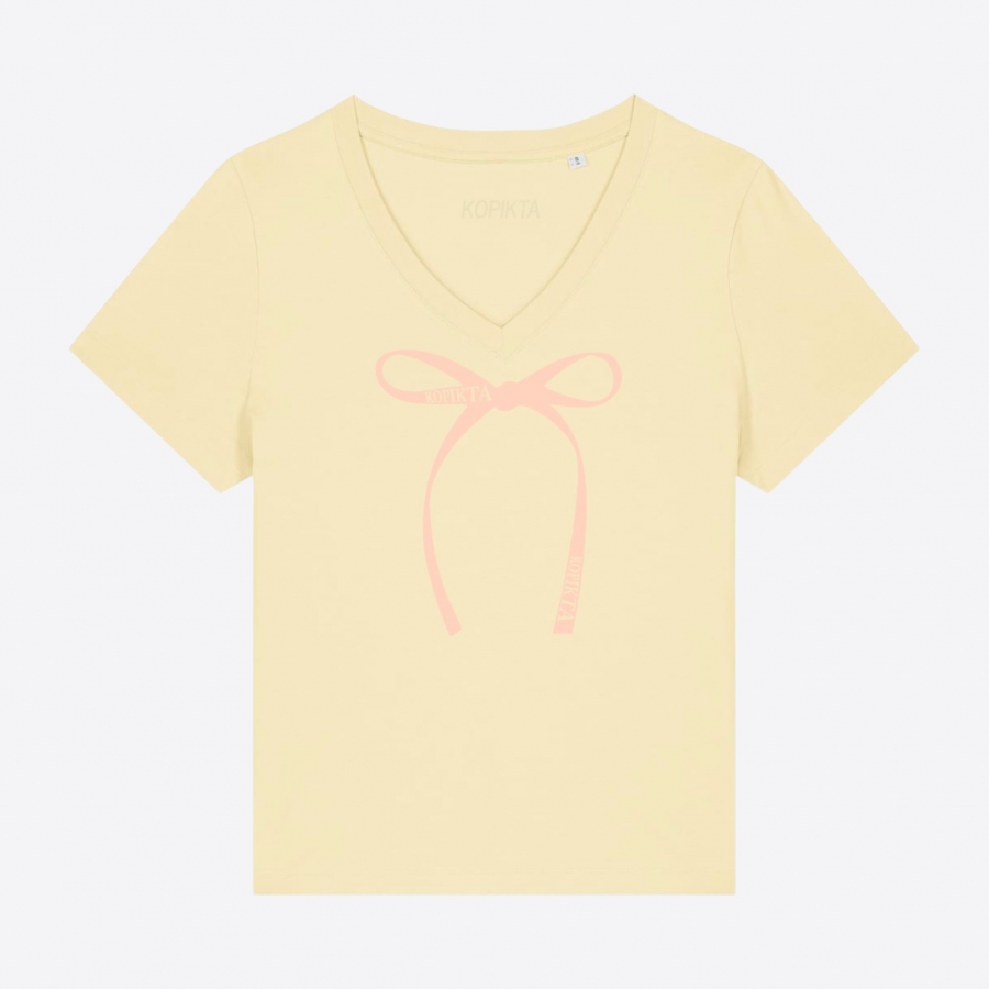 V NECK RIBBON TSHIRT